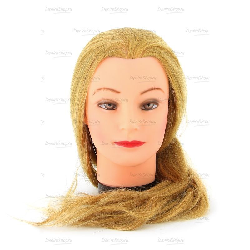 голова учебная dewal "блондинка", натурал.волосы 50-60 см фотографии в магазине Denirashop.ru