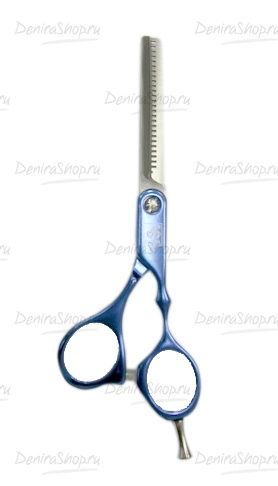 Парикмахерские ножницы DEWAL филировочные 28 зубцов 5,5",синие