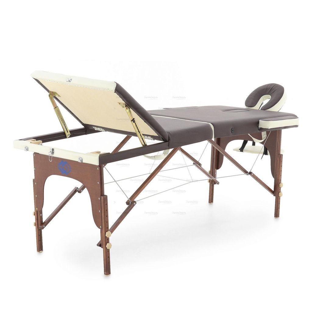 массажный стол складной деревянный  jf-ay01 3-х секционный (темная рама) купить в Denirashop.ru