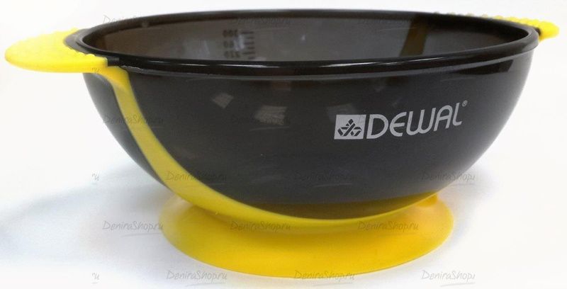 чаша для краски dewal, желтая , с двумя ручками с прорезиненной вставкой 300 мл фотографии в магазине Denirashop.ru