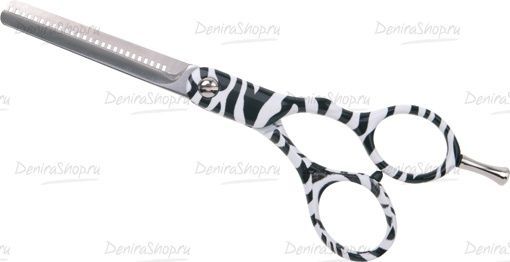 Парикмахерские  ножницы DEWAL филировочные 5,5" , 28 зубцов,  узор "зебра"
